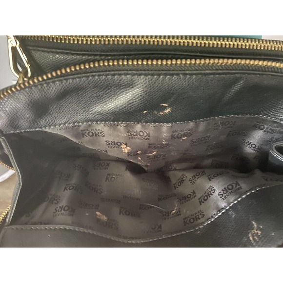 MICHAEL KORS Reese Black Leather Satchel Double Zip Adjust Strap Purse Handbag - Picture 3 of 6